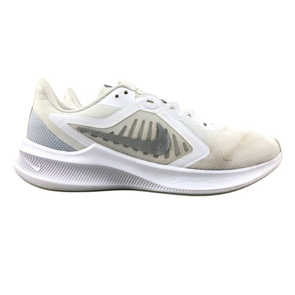 Nike Women's Size 7 Downshifter 10 White Silver Running Sneakers CI9984-100 - Picture 1 of 13